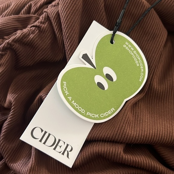 CIDER • Brown Ruched Drawstring Mini Skort Skirt - Picture 9 of 9